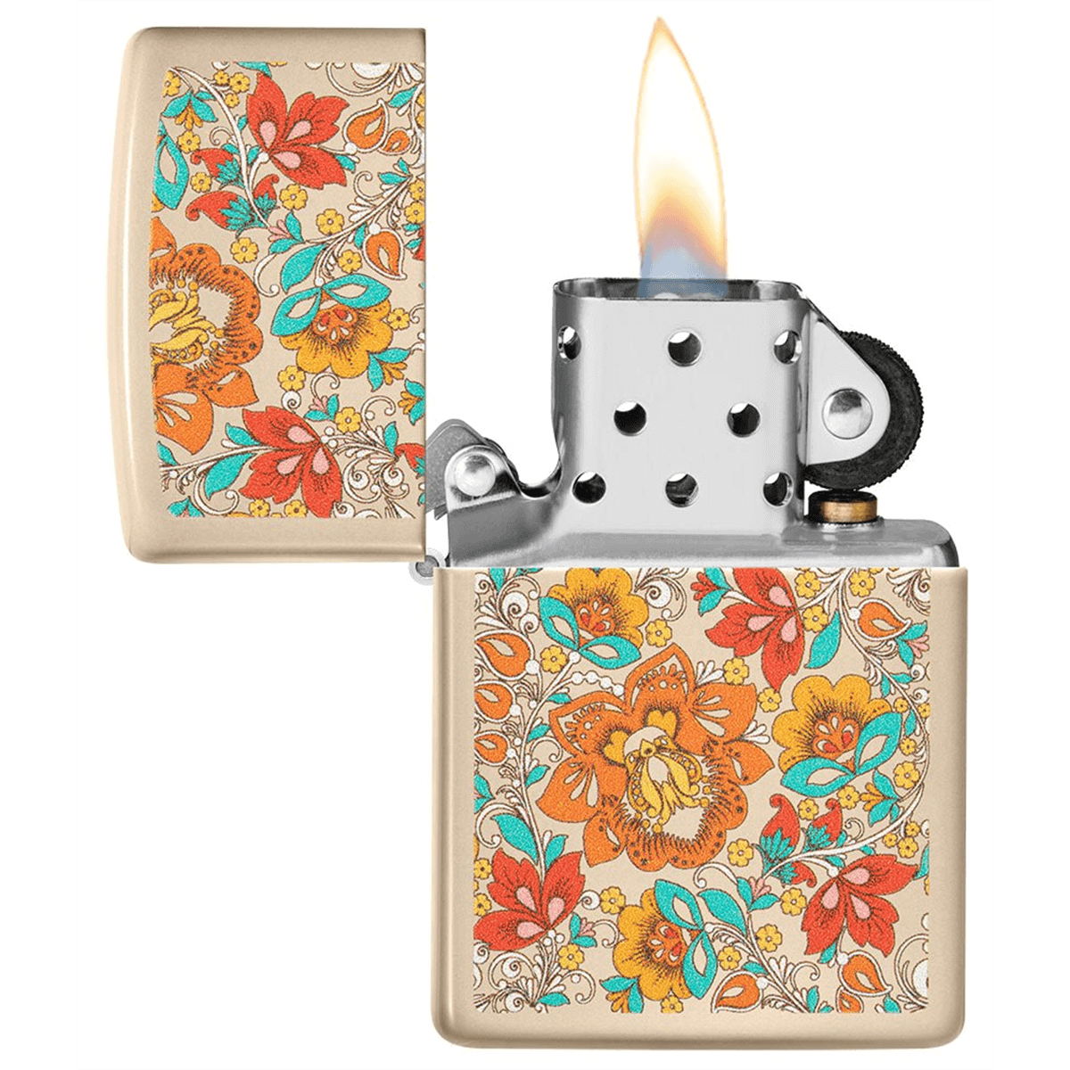 Zippo Flat Sand Vintage Floral Design