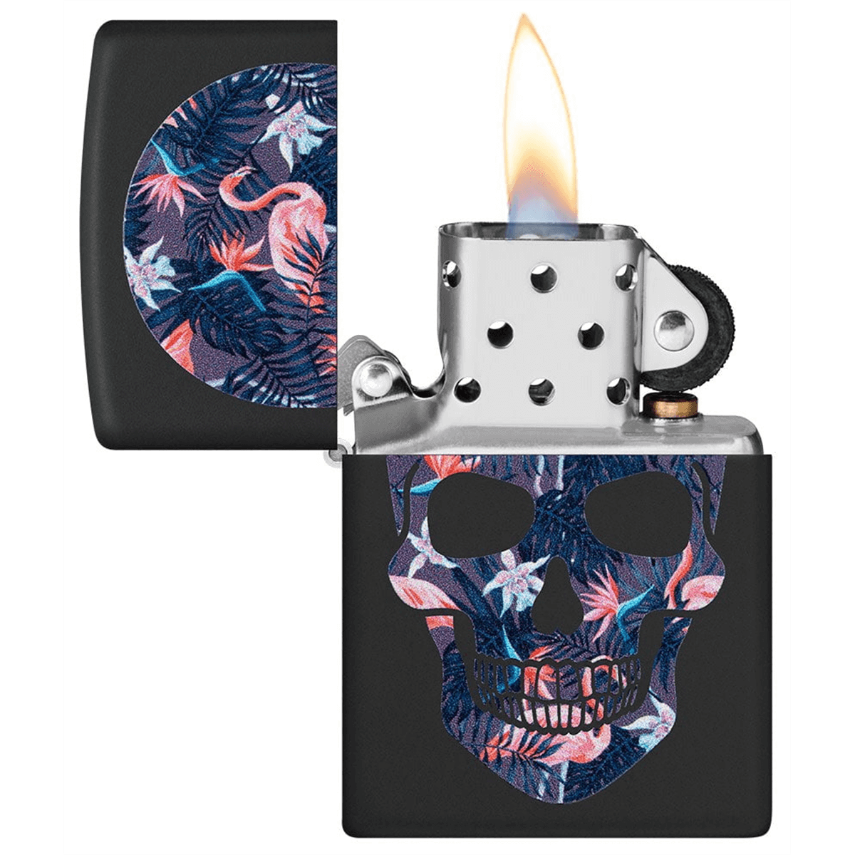 Zippo Black Matte Flamingo Skull