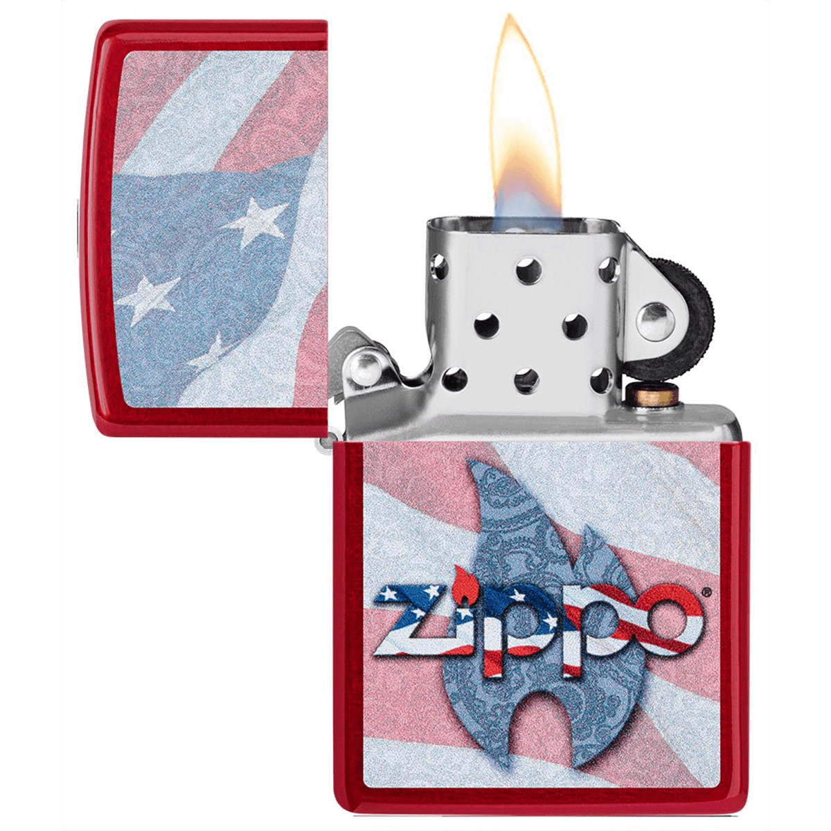 Zippo Candy Apple Red Flag Design