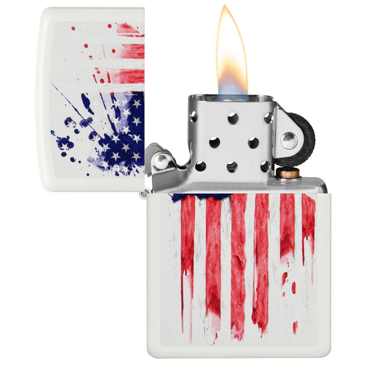 Zippo White Matte Us Flag Design