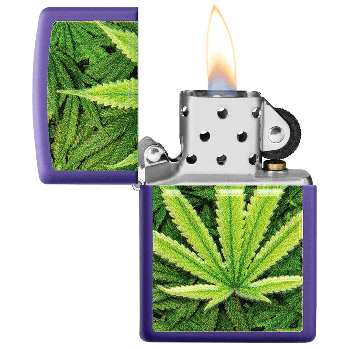Zippo Purple Matte Leaf Design