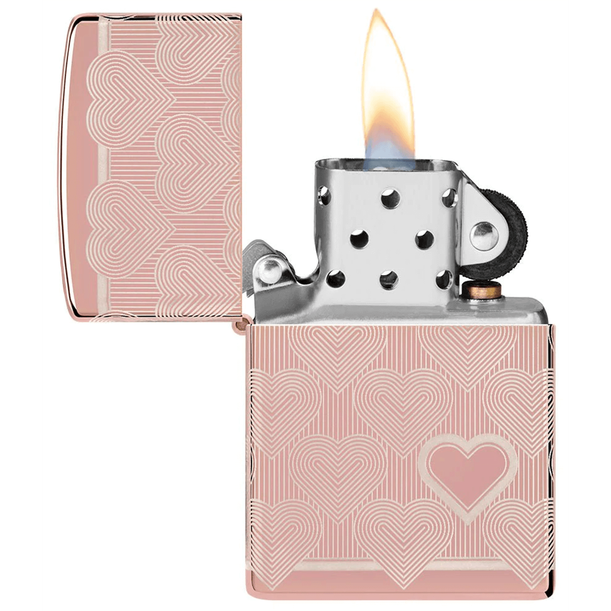Zippo High Polish Rose Gold Heart Design