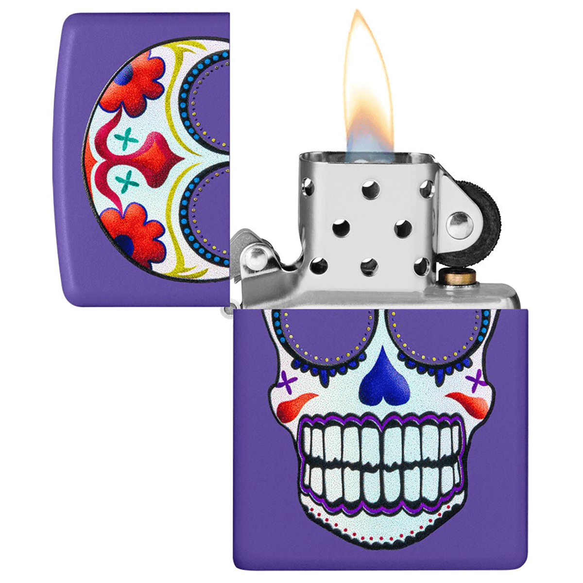 Zippo Purple Matte Sugar Skull Desgin