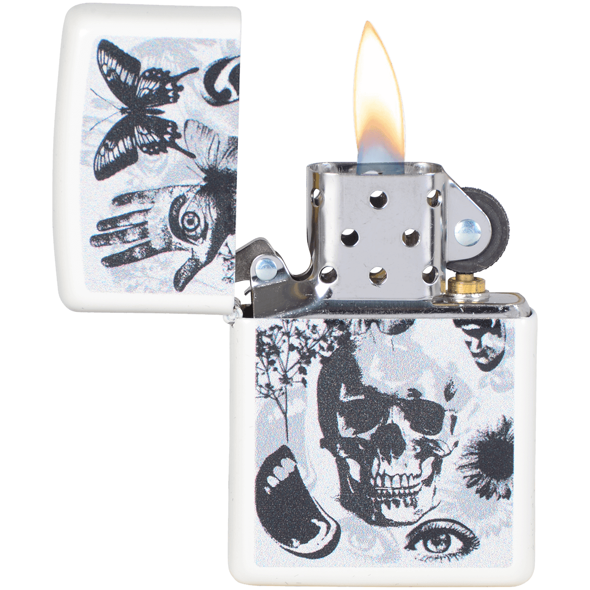 Zippo Pk Collection Skull Hands White Matte