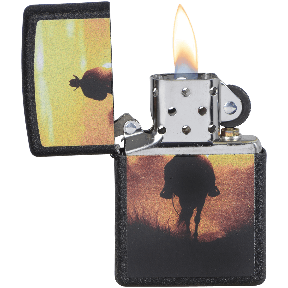 Zippo Pk Collection Cowboy Sunset Black Crakle Finish