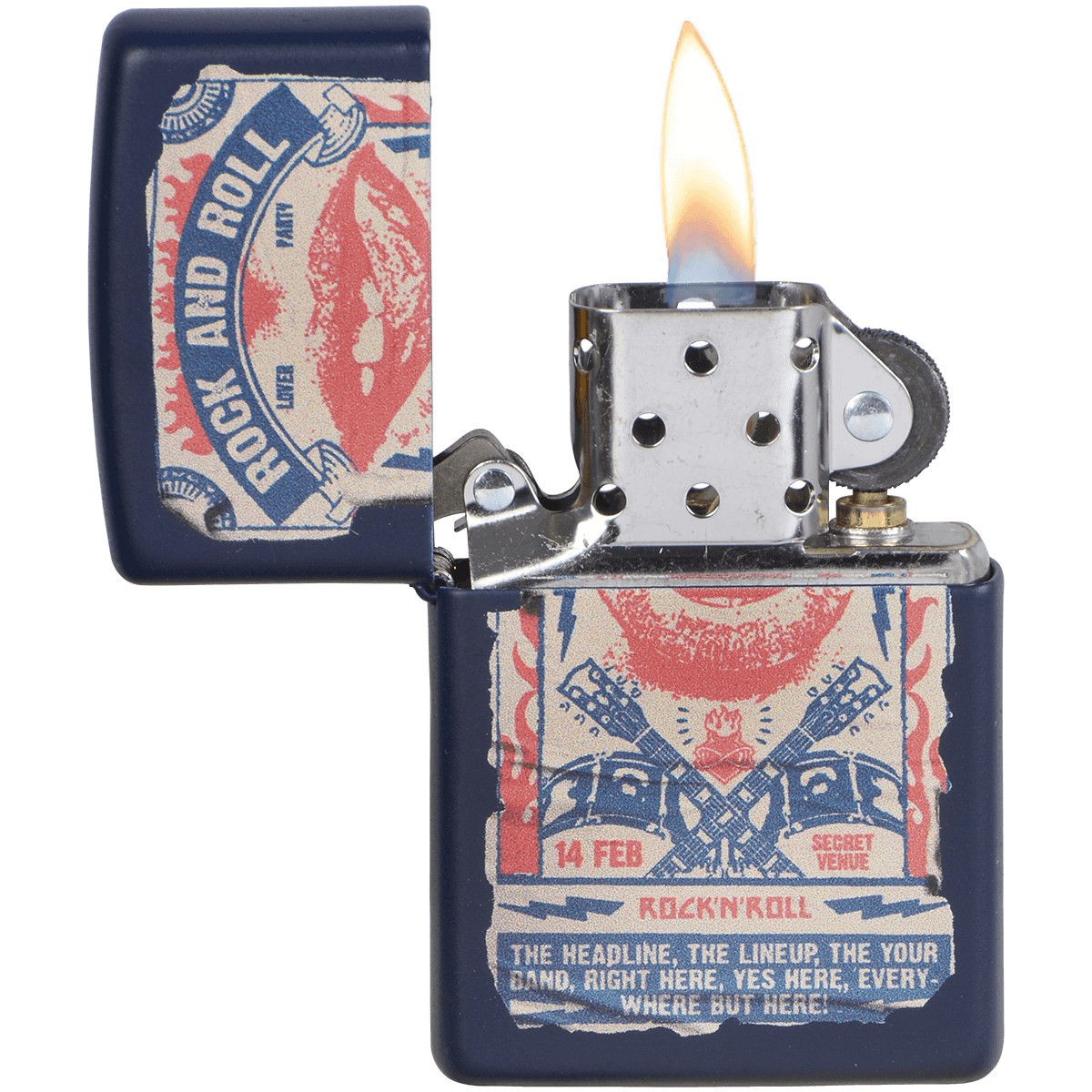 Zippo Pk Collection Rock & Roll Lips Navy Matte