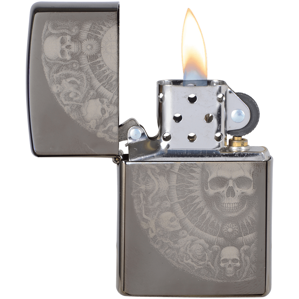 Zippo Pk Collection Wheel Skulls Black Ice