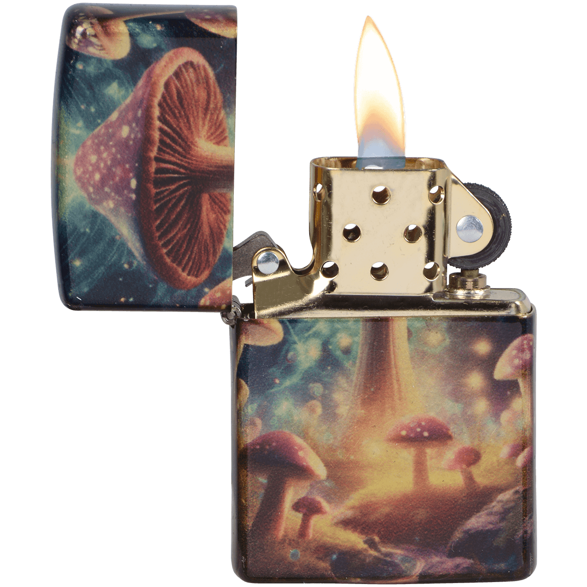 Zippo Pk Collection Psychedelic Mushroom Tumbled Brass