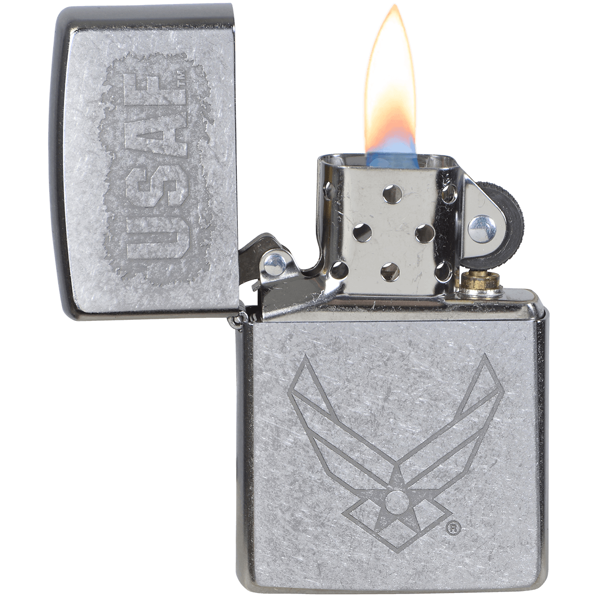 Zippo Pk Collection Us Air Force Etched Wings Street Chrome