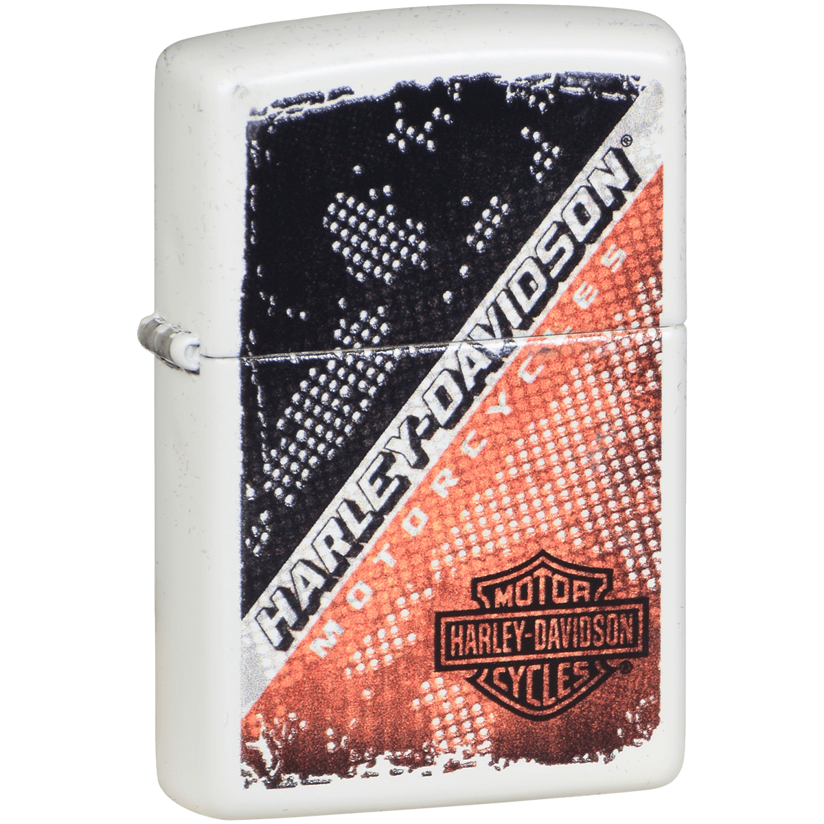 Zippo Pk Collection Harley Davidson Diagonal Logo White Matte