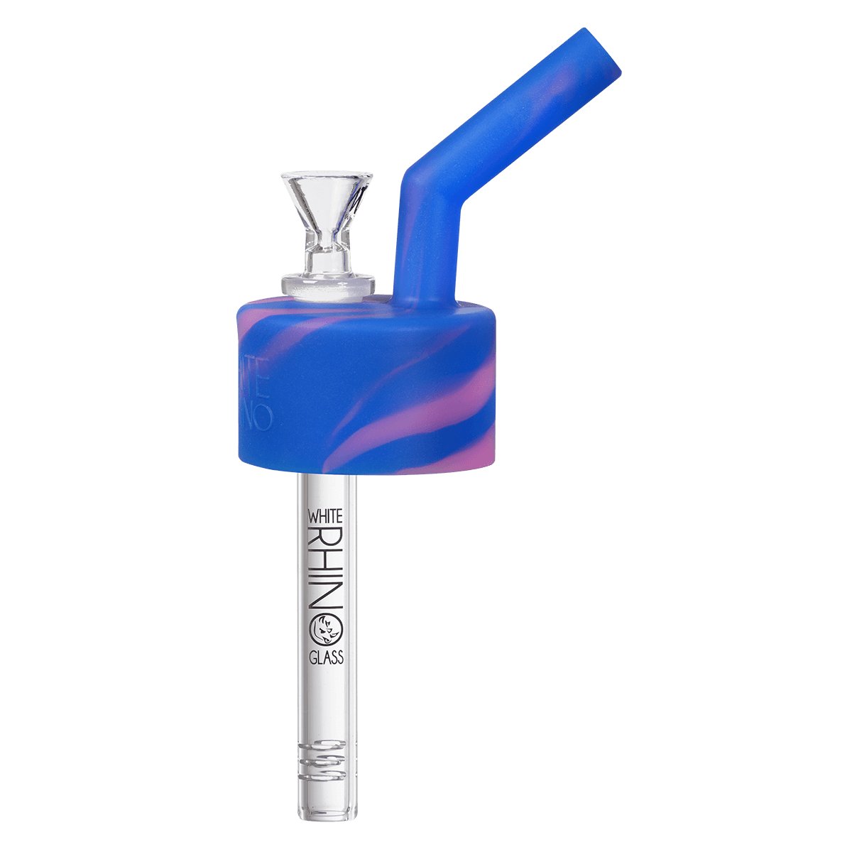 Pipe Silicone White Rhino Pop Top Blue & Purple 4Ct Display