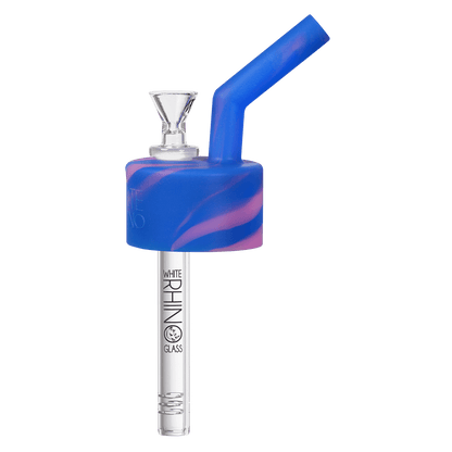 Pipe Silicone White Rhino Pop Top Blue & Purple 4Ct Display