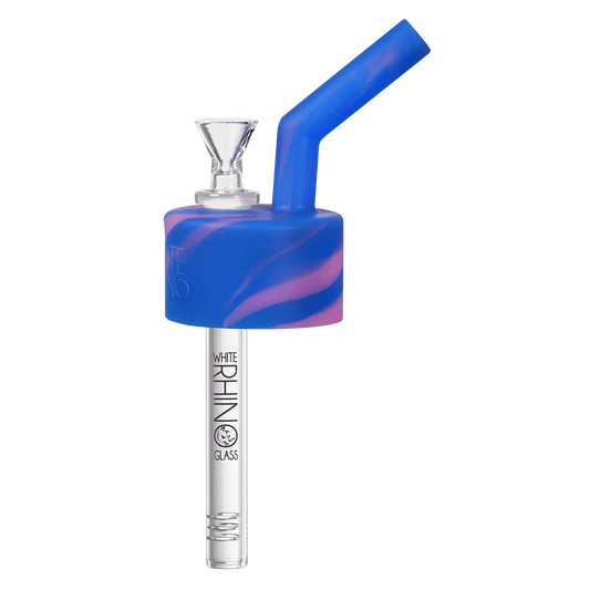 Pipe Silicone White Rhino Pop Top Blue & Purple 4Ct Display