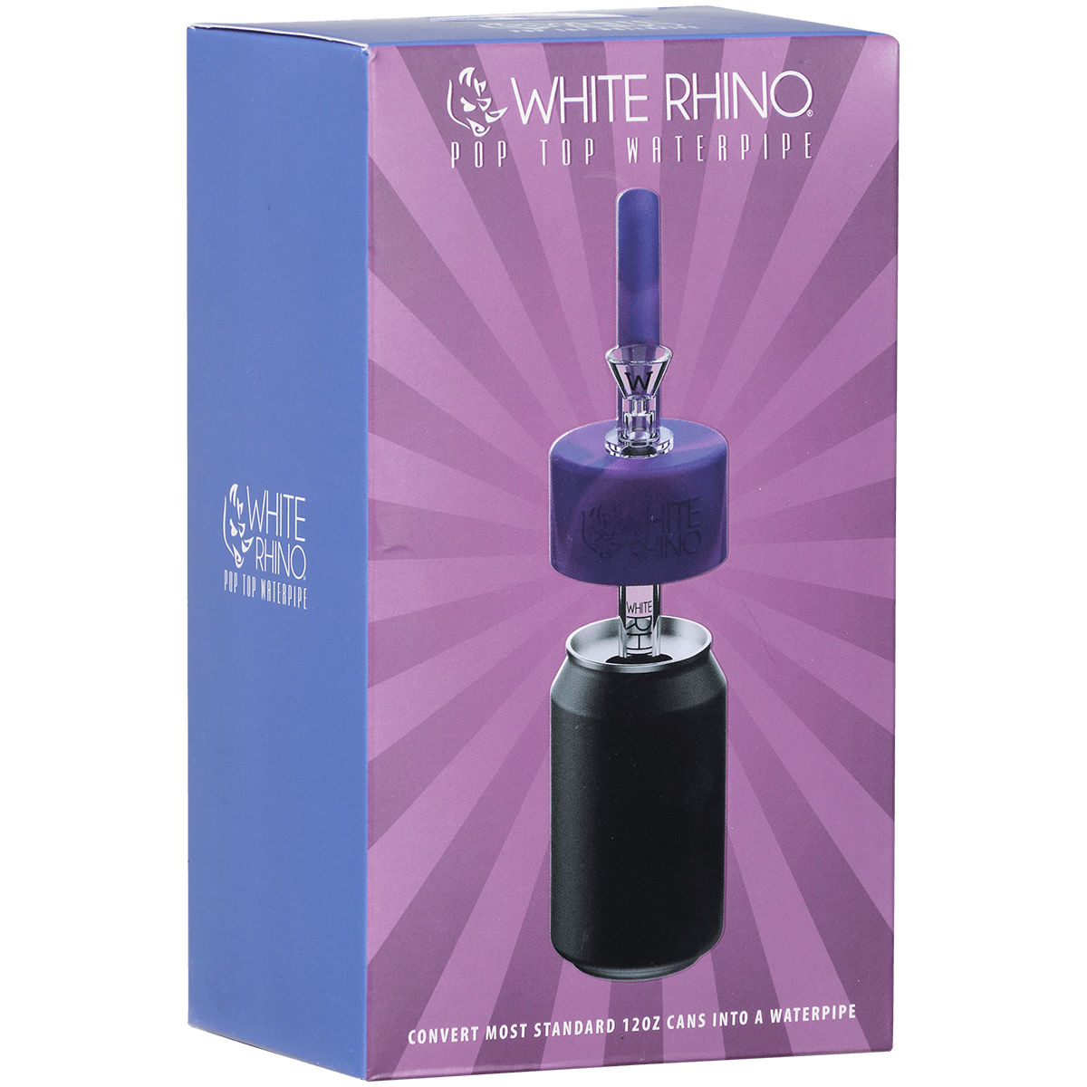 Pipe Silicone White Rhino Pop Top Blue & Purple 4Ct Display