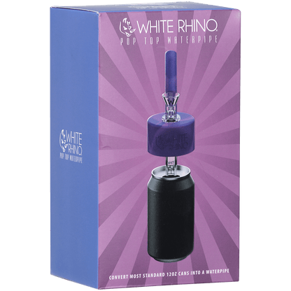 Pipe Silicone White Rhino Pop Top Blue & Purple 4Ct Display