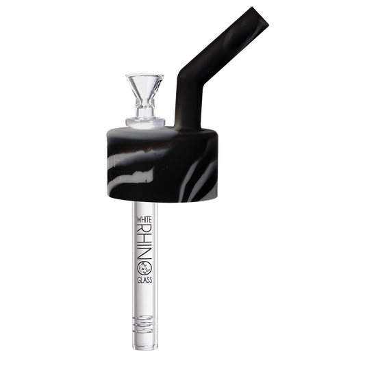 Pipe Silicone White Rhino Pop Top Black & Gray 4Ct Display