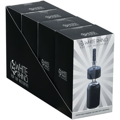Pipe Silicone White Rhino Pop Top Black & Gray 4Ct Display