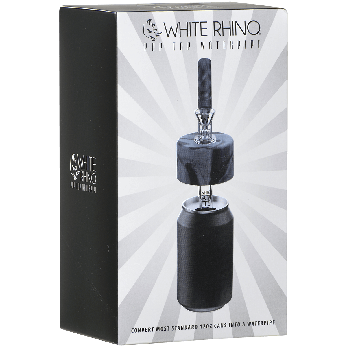 Pipe Silicone White Rhino Pop Top Black & Gray 4Ct Display