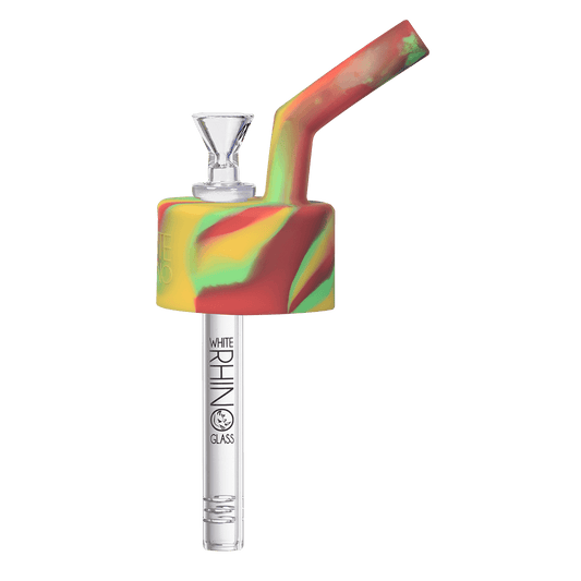 Pipe Silicone White Rhino Pop Top Rasta 4Ct Display
