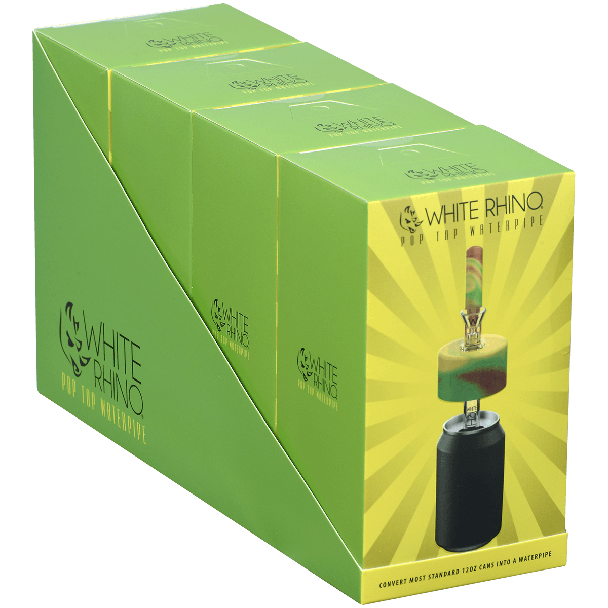 Pipe Silicone White Rhino Pop Top Rasta 4Ct Display