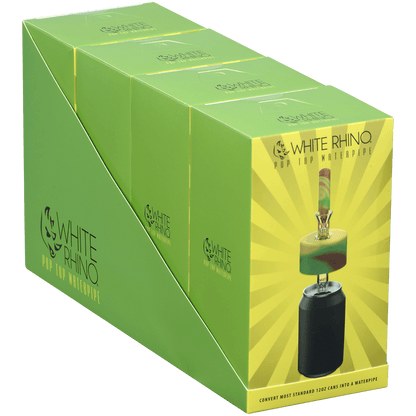 Pipe Silicone White Rhino Pop Top Rasta 4Ct Display