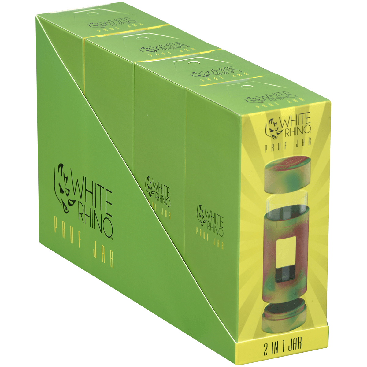 Container Pruf 2 In 1 Silcone Jar Rasta 4Ct Display
