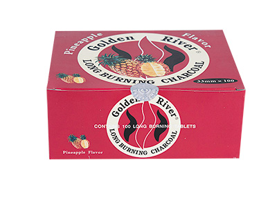 Hookah Charcoal Golden River Pineapple Scented 33 Mm 10 10Ct Foil Wrap Rolls