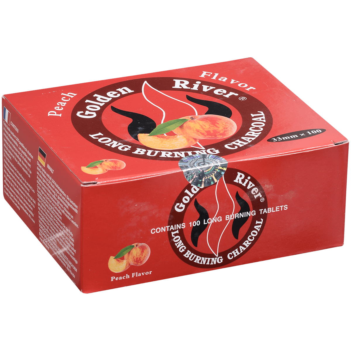 Hookah Charcoal Golden River Peach Scented 33 Mm 10 10Ct Foil Wrap Rolls