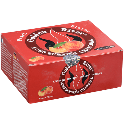 Hookah Charcoal Golden River Peach Scented 33 Mm 10 10Ct Foil Wrap Rolls