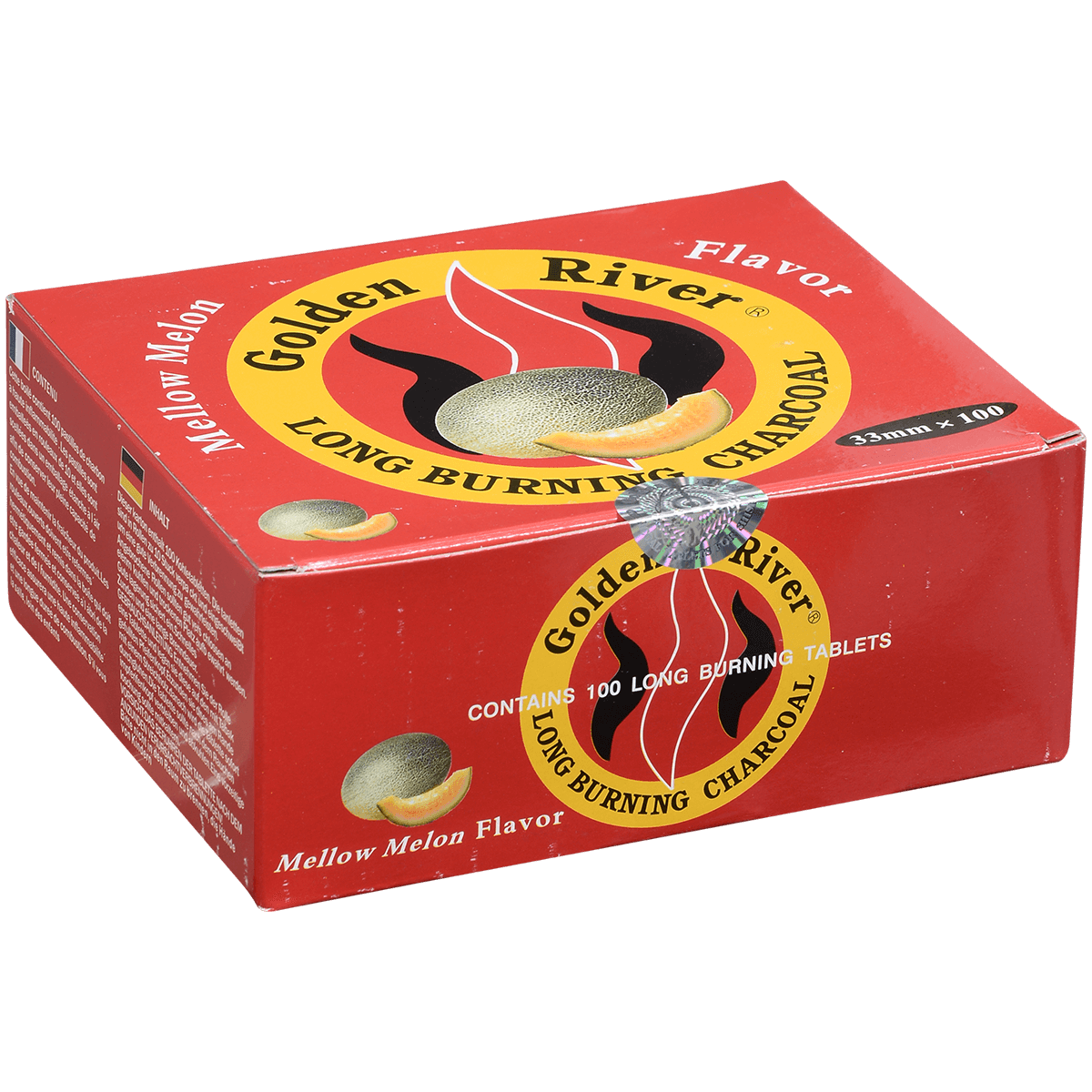 Hookah Charcoal Golden River Mellow Melon Scented 33 Mm 10 10Ct Foil Wrap Roll