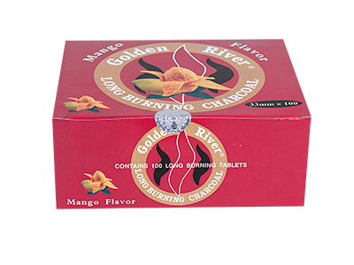 Hookah Charcoal Golden River Mango Scented 33 Mm 10 10Ct Foil Wrap Rolls