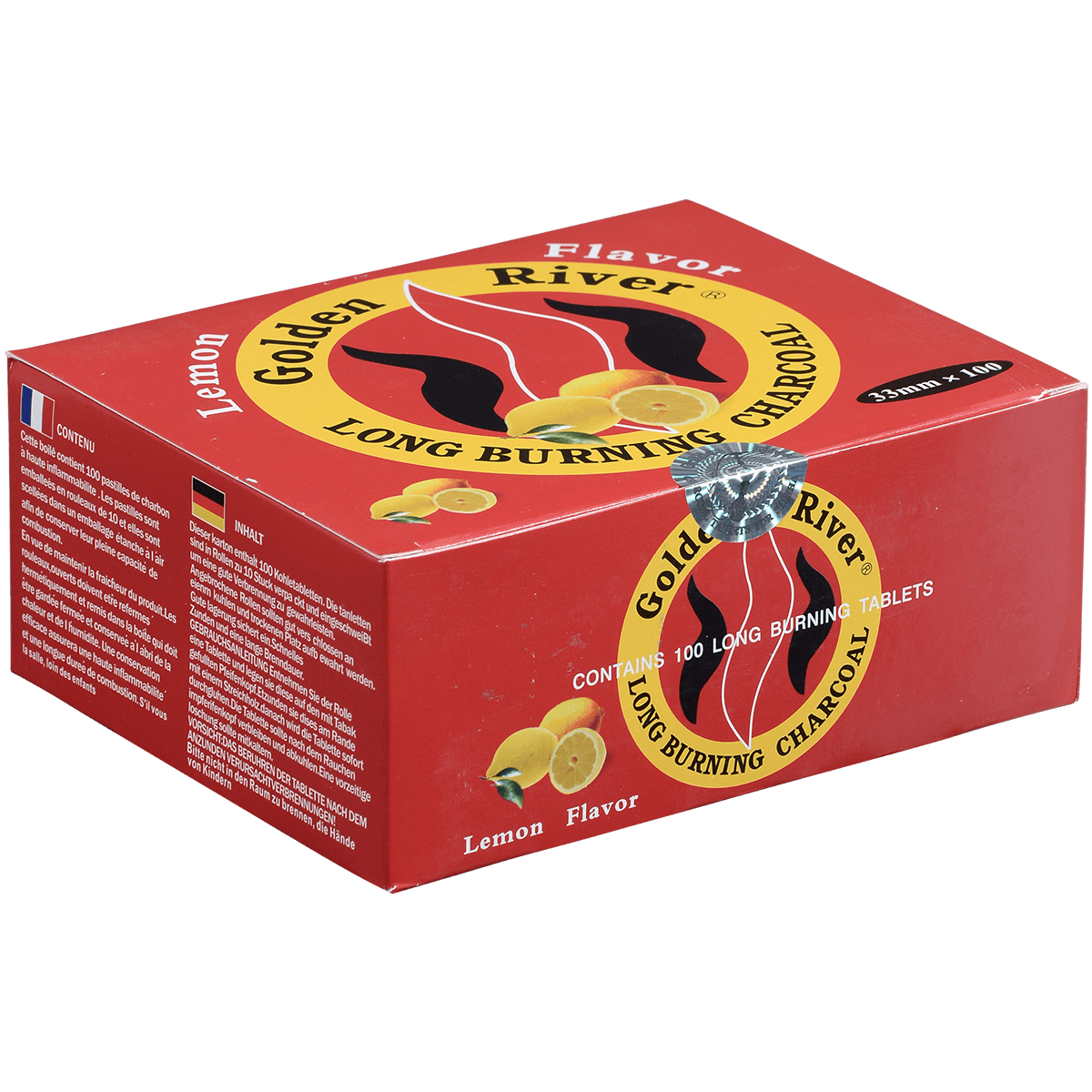 Hookah Charcoal Golden River Lemon Scented 33 Mm 10 10Ct Foil Wrap Rolls