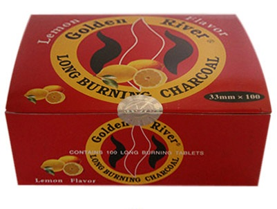 Hookah Charcoal Golden River Lemon Scented 33 Mm 10 10Ct Foil Wrap Rolls