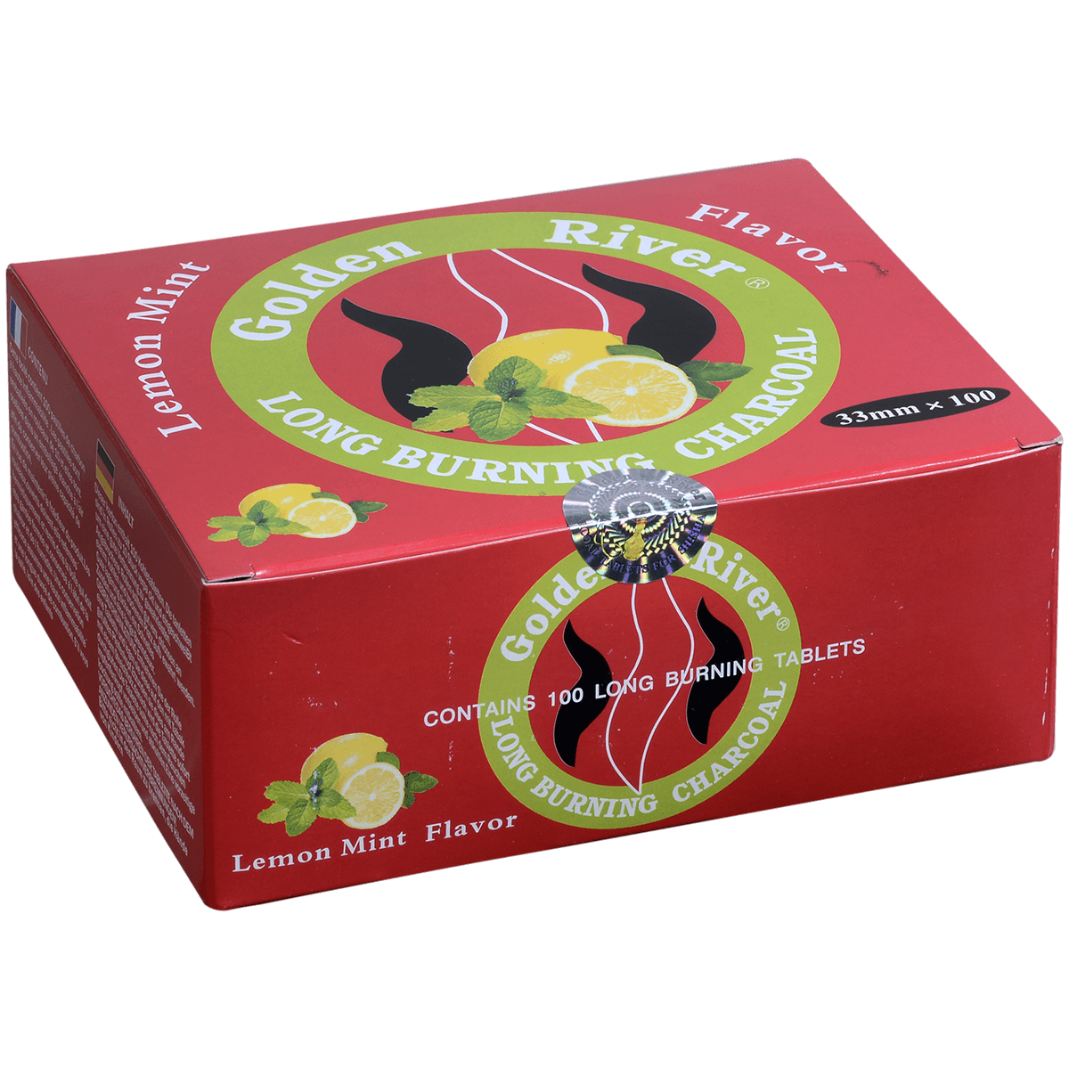 Hookah Charcoal Golden River Lemon Mint Scented 33 Mm 10 10Ct Foil Wrap Rolls
