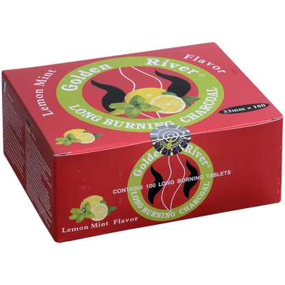 Hookah Charcoal Golden River Lemon Mint Scented 33 Mm 10 10Ct Foil Wrap Rolls