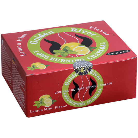 Hookah Charcoal Golden River Lemon Mint Scented 33 Mm 10 10Ct Foil Wrap Rolls