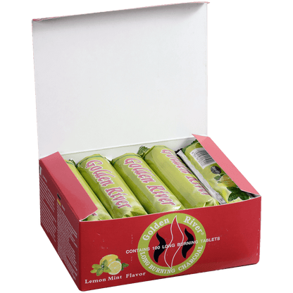 Hookah Charcoal Golden River Lemon Mint Scented 33 Mm 10 10Ct Foil Wrap Rolls