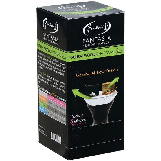 Hookah Charcoal Fantasia Air-Flow 100% Natural Wood 10 9Pc Box