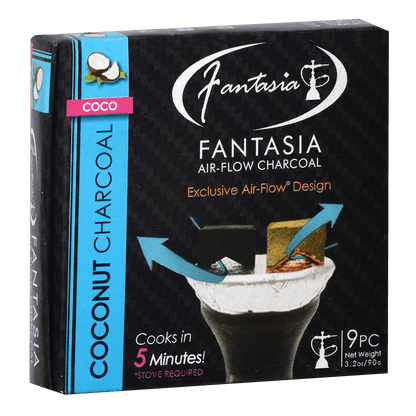 Hookah Charcoal Fantasia Air-Flow Coconut 10 9Pc Mini Pack