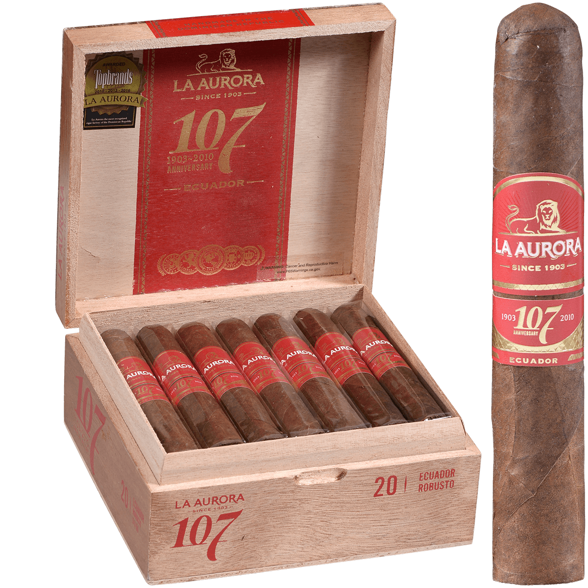 La Aurora 107 Ecuador Sun Grown Robousto 20Ct Box 5X50
