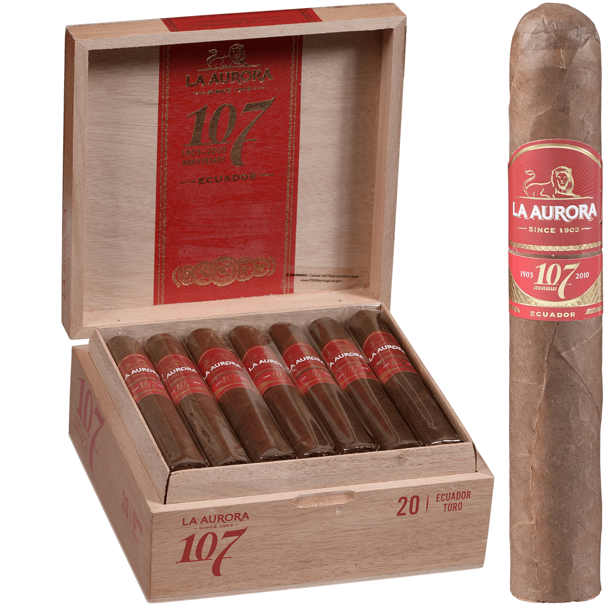 La Aurora 107 Ecuador  Sun Grown Toro 20Ct Box 5.5X54
