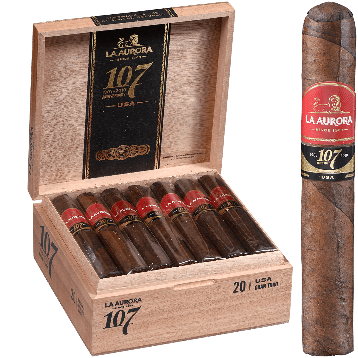 La Aurora 107 Usa Maduro Gran Toro 20Ct Box 6X58