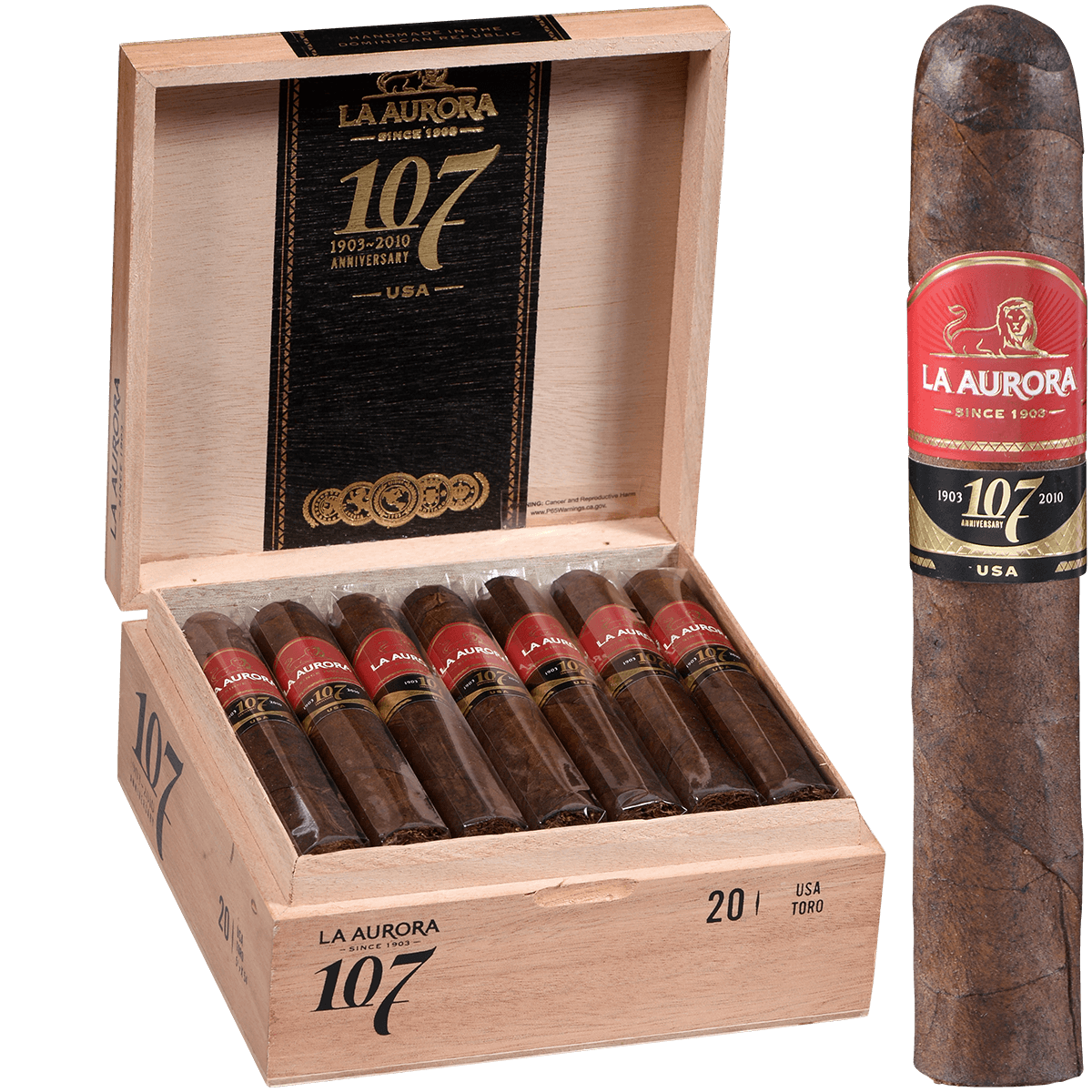 La Aurora 107 Usa Maduro Toro 20Ct Box 5.5X54
