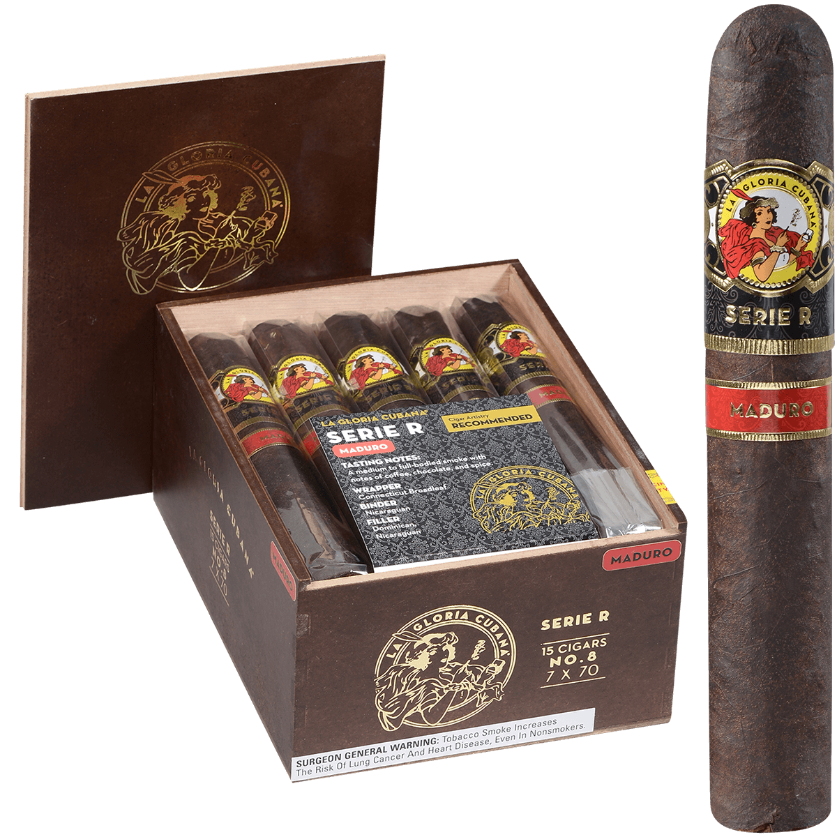 La Gloria Cubana Serie R No.8 Maduro 15 Ct. 7X70 Bx
