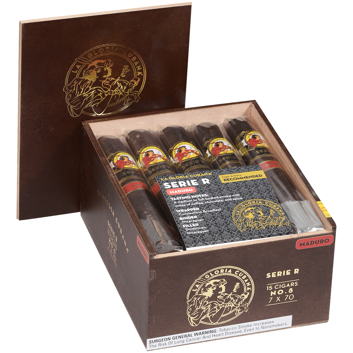 La Gloria Cubana Serie R No.8 Maduro 15 Ct. 7X70 Bx