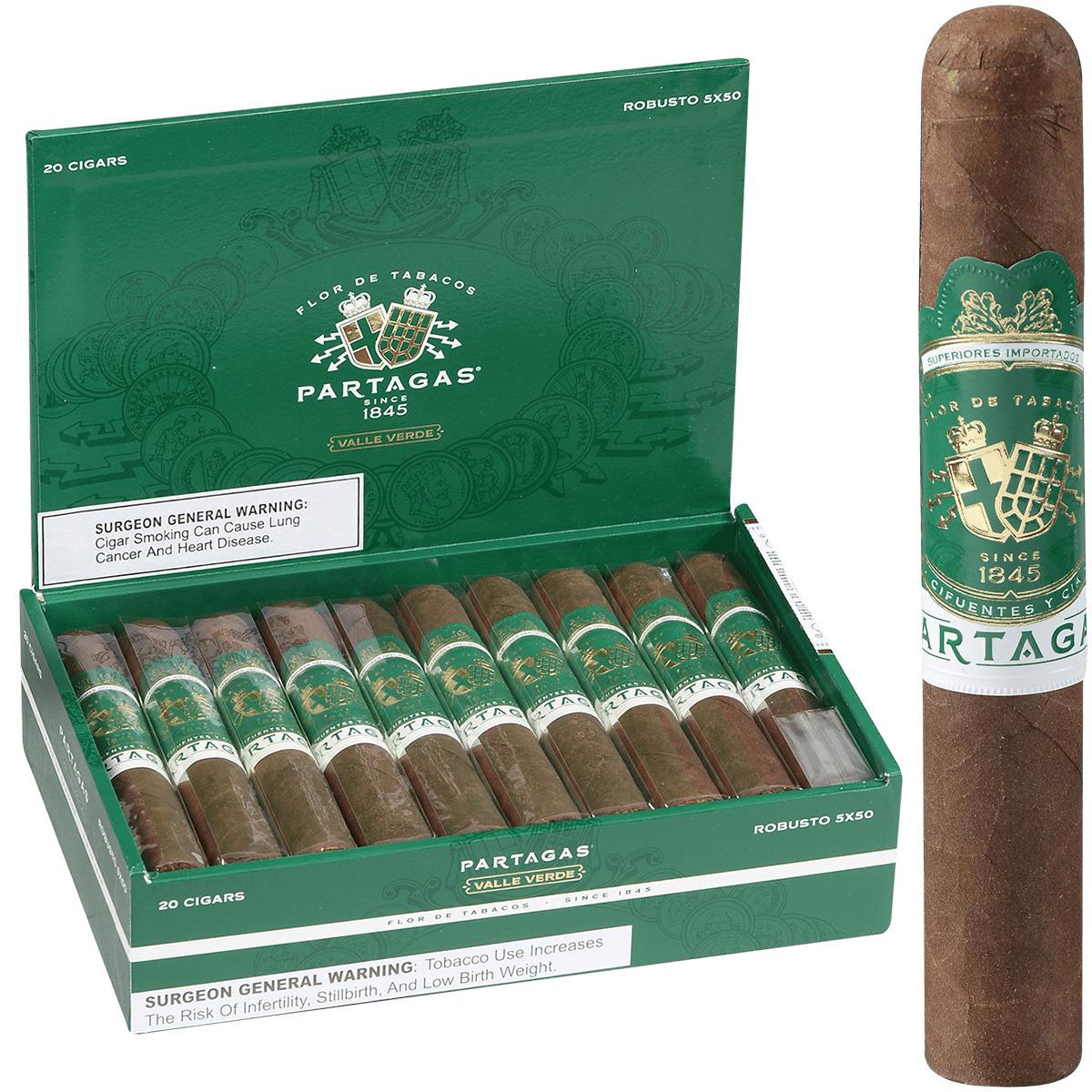 Partagas Valle Verde Robusto 20 Ct. 5 X 50 Bx