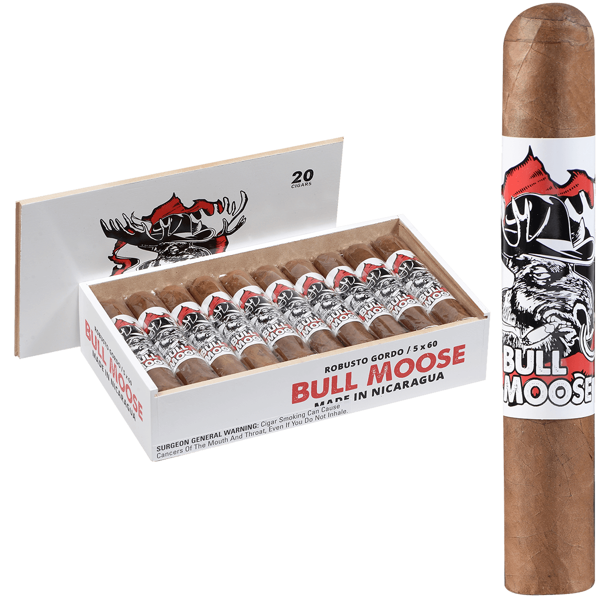 Chillin Moose Bull Moose Robusto Gordo 20 Ct. 5X60 Bx