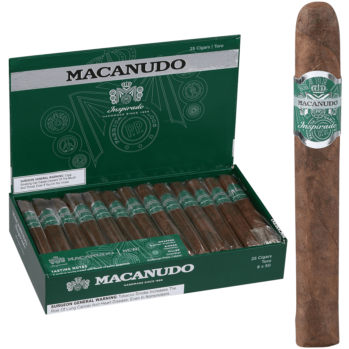 Macanudo Inspirado Green Toro 25 Ct. 6 X 50 Box
