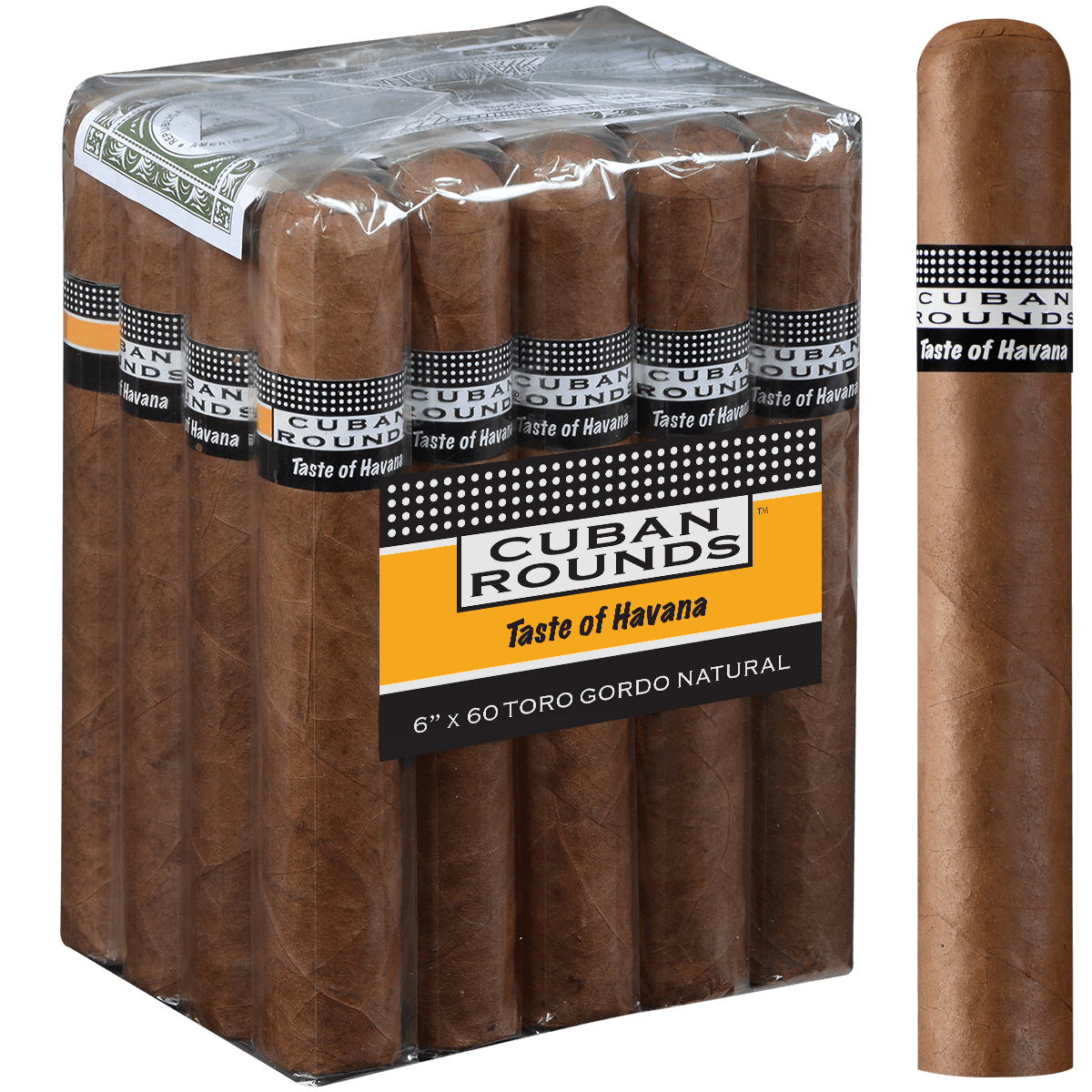Cuban Rounds Toro Gordo Natural 20 Ct. Bundle 6.00X60