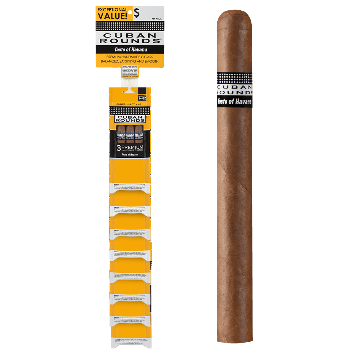 Cuban Rounds Churchill Natural Clip Strip 8/3 Ct. 7.00X48